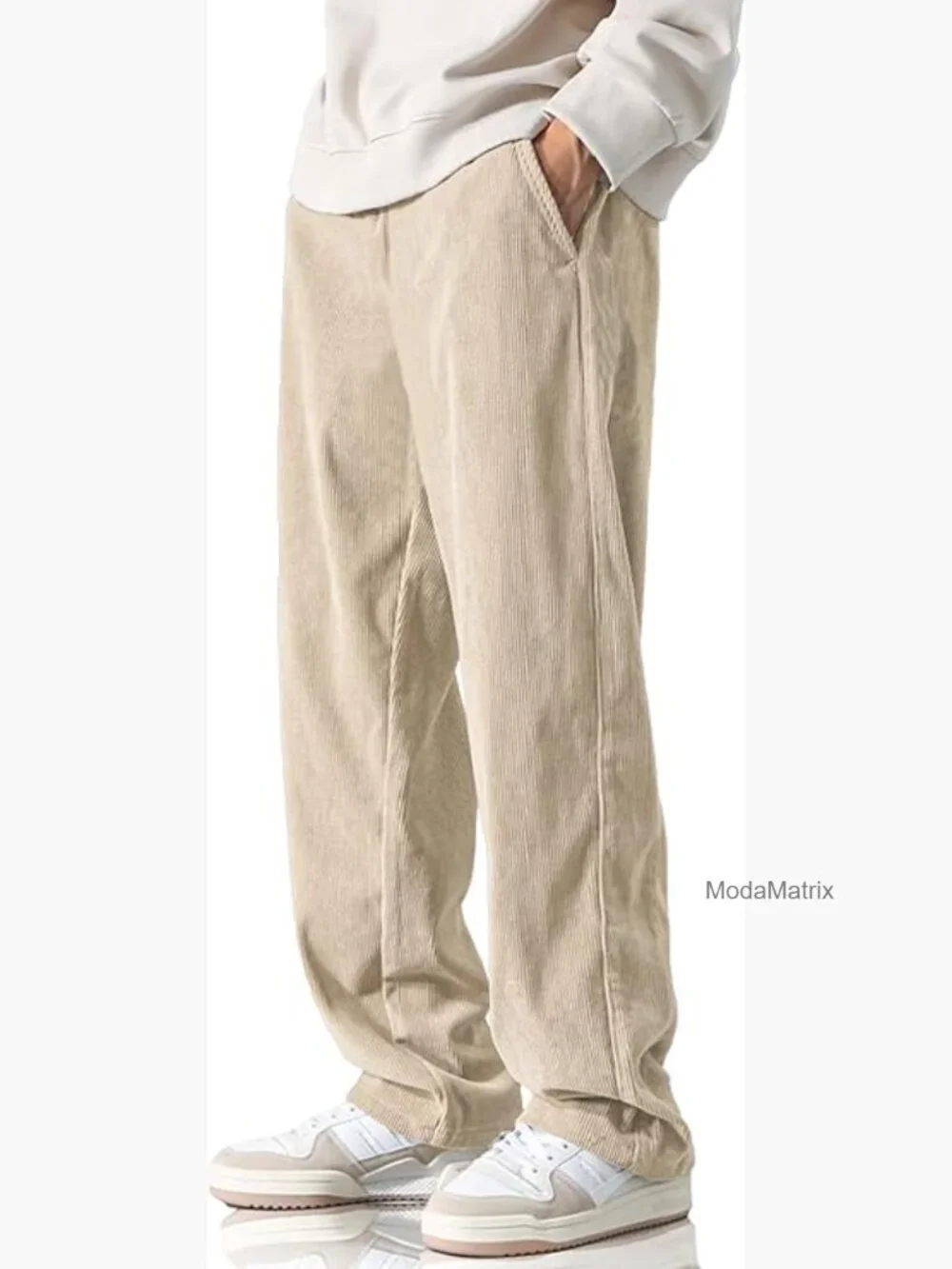 Men's Corduroy Pants Elastic Waist Drawstring Baggy Sweatpants Loose Fit